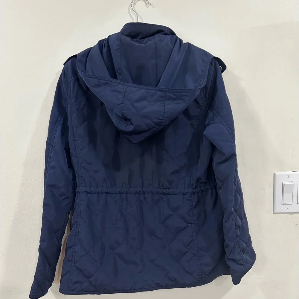 Navy Quilted Jacket with Gold Accents size M - Picture 2 of 4